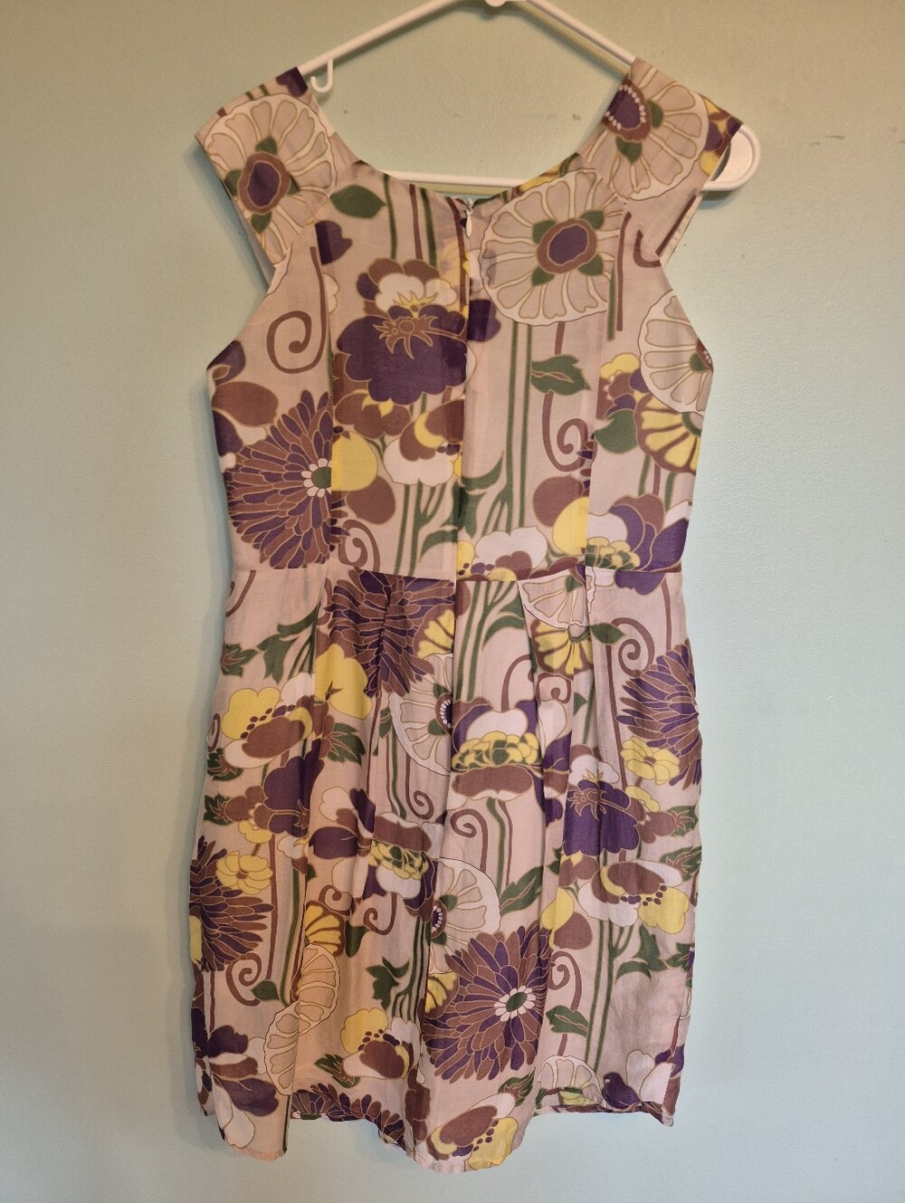 Patrizia Luca Women's Whimsical Retro Italian Purple Floral Midi Dress Size M - Picture 6 of 7